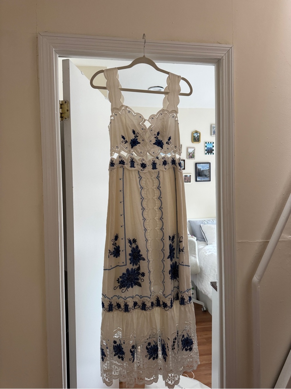 Farm Rio Embroidered Linen Blend Midi Dress - Picture 7 of 15